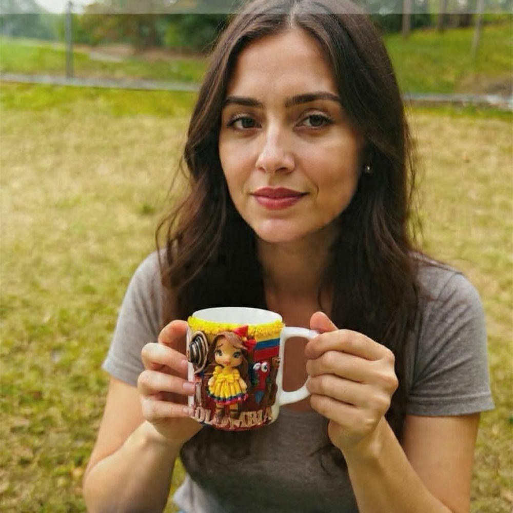 Colombia mug handmade by me / Colombian doll mug porcelain